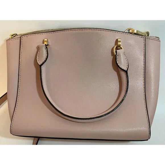 Authentic Michael Kors small pink leather purse satchel crossbody bag chain